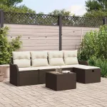 Set de canapele pentru grădină 6 pcs Maro și Crem poliratan GartenMobel Dekor