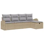 Set de canapea cu pernă 5 pcs Beige și gri deschis poliratan GartenMobel Dekor