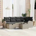 Set de canapea cu pernă Manual 7 pcs Gri deschis poliratan GartenMobel Dekor