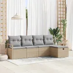 Set de canapea cu pernă 5 pcs Beige și gri deschis poliratan GartenMobel Dekor