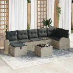 Set de canapea cu pernă cu depozitare Gri deschis poliratan GartenMobel Dekor