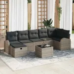 Set de canapea cu pernă cu depozitare Manual Gri poliratan GartenMobel Dekor