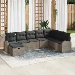 Set de canapea cu pernă cu depozitare Manual Gri poliratan GartenMobel Dekor