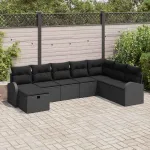 Set de canapea cu pernă cu depozitare Manual Negru poliratan GartenMobel Dekor