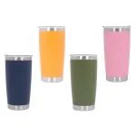 Family Pack 4x Cana Termoizolanta Otel Inoxidabil SS304 cu Capac Perete Dublu 590ml Albastru Verde Portocaliu Roz