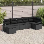 Set de canapea cu pernă cu depozitare 7 pcs Negru poliratan GartenMobel Dekor