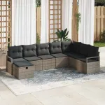 Set de canapea cu pernă cu depozitare 8 pcs Gri poliratan GartenMobel Dekor