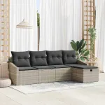 Set de canapea cu pernă 5 pcs Gri deschis poliratan GartenMobel Dekor
