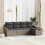 Set de canapea cu pernă cu depozitare 5 pcs Gri poliratan GartenMobel Dekor