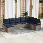 Set de canapea cu pernă cu depozitare 8 pcs Gri poliratan GartenMobel Dekor