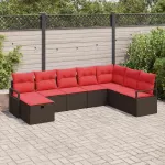 Set de canapea cu pernă cu depozitare 8 pcs Maro poliratan GartenMobel Dekor