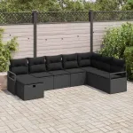 Set de canapea cu pernă cu depozitare 8 pcs Negru poliratan GartenMobel Dekor