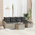 Set de canapea cu pernă cu depozitare Gri deschis poliratan GartenMobel Dekor