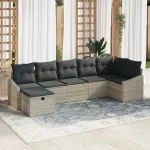 Set de canapea cu pernă cu depozitare Gri deschis poliratan GartenMobel Dekor