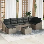 Set de canapea cu pernă cu depozitare Gri poliratan GartenMobel Dekor