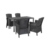 Set mobilier de grădină Leziter Orlo 4+1, grafit, 4 fotolii și masă