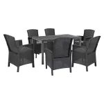 Set mobilier de grădină Leziter Orlo 6+1, masă extensibilă, grafit