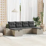 Set de canapele pentru grădină 6 pcs Gri deschis poliratan GartenMobel Dekor
