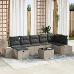 Set de canapele pentru grădină 8 pcs Gri deschis poliratan GartenMobel Dekor