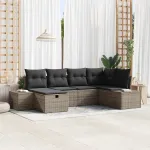 Set de canapele pentru grădină cu pernă 6 pcs Gri poliratan GartenMobel Dekor