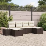 Set de canapele pentru grădină cu pernă 6 pcs Maro poliratan GartenMobel Dekor