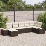 Set de canapele pentru grădină cu pernă 7 pcs Maro poliratan GartenMobel Dekor