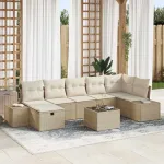 Set de canapele pentru grădină cu pernă 8 pcs Bej poliratan GartenMobel Dekor