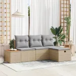 Set de canapele pentru grădină cu pernă 4 pcs Bej poliratan GartenMobel Dekor
