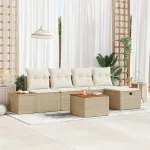 Set de canapele pentru grădină cu pernă 6 pcs Bej Rattan poli GartenMobel Dekor