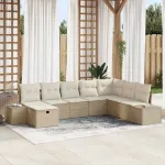 Set de canapele pentru grădină cu pernă 8 pcs Bej poliratan GartenMobel Dekor