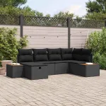 Set de canapele pentru grădină cu pernă Negru poliratan GartenMobel Dekor