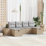 Set de canapele pentru grădină cu pernă 6 pcs Bej poliratan GartenMobel Dekor