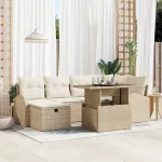 Set de canapele pentru grădină cu pernă 7 pcs Bej Rattan poli GartenMobel Dekor