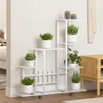 Suport pentru flori cu roți, 94,5x25x92,5 cm, alb, metal GartenMobel Dekor