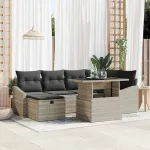 Set de canapele pentru grădină 7 pcs Gri deschis poliratan GartenMobel Dekor