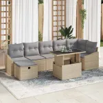 Set de canapele pentru grădină 8 pcs Bej poliratan GartenMobel Dekor