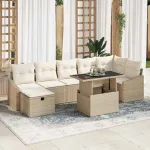 Set de canapele pentru grădină 8 pcs Bej poliratan GartenMobel Dekor