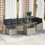 Set de canapele pentru grădină 8 pcs Gri deschis poliratan GartenMobel Dekor