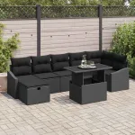 Set de canapele pentru grădină 8 pcs Negru poliratan GartenMobel Dekor