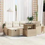 Set de canapele pentru grădină cu pernă 7 pcs Bej poliratan GartenMobel Dekor