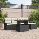 Set de canapele pentru grădină 6 pcs Negru poliratan GartenMobel Dekor