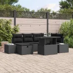 Set de canapele pentru grădină 7 pcs Negru poliratan GartenMobel Dekor
