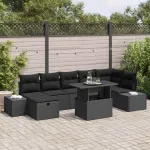 Set de canapele pentru grădină 8 pcs Negru poliratan GartenMobel Dekor