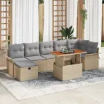 Set de canapele pentru grădină 8 pcs Bej poliratan GartenMobel Dekor
