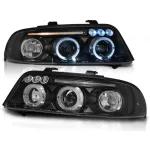 Set de faruri de tuning cu ochi de înger halogen, potrivit pentru Audi A4 B5 01.1999-09.2000 sedan/combina, stânga și dreapta