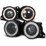 Set de faruri de tuning cu ochi de înger halogen potrivit pentru BMW 3 E30 11.1982-06.1994 sedan/coupe/cabriolet/estate, stânga și dreapta
