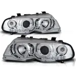 Set de faruri tuning cu ochi de înger halogen potrivit pentru BMW 3 E46 04.1999-03.2003 coupe/cabriolet, stânga și dreapta