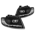Set de faruri tuning potrivit pentru Audi A4 B6 Cabriolet 2002-2006 cu bază neagră, stânga și dreapta