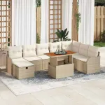 Set de canapele pentru grădină 9 pcs Bej poliratan GartenMobel Dekor