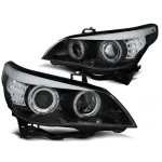 Set de faruri de tuning cu ochi de înger halogeni, potrivit pentru BMW E60/E61 2003-2007, stânga și dreapta